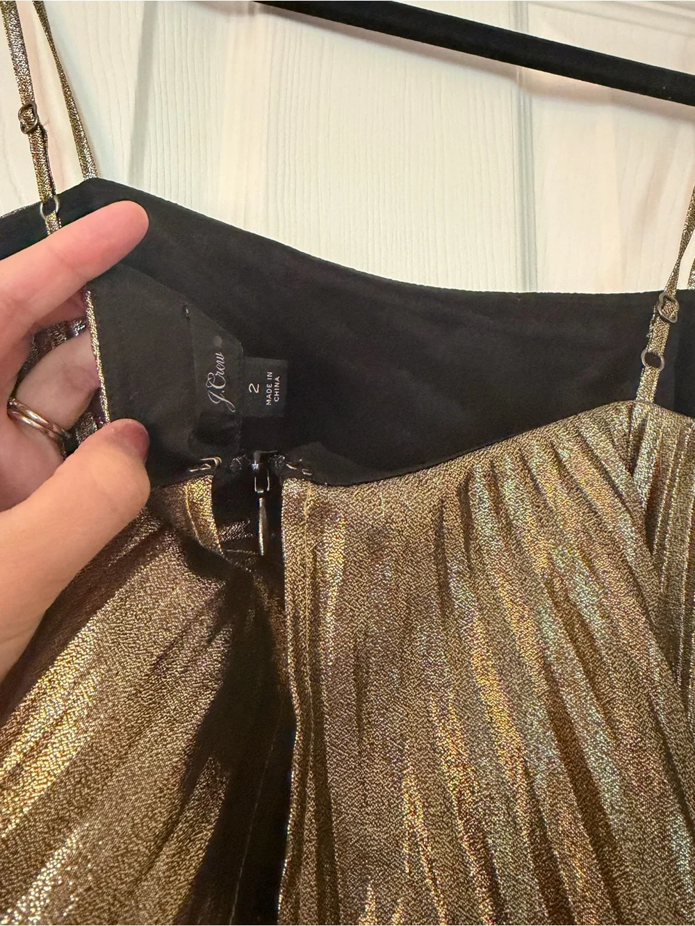 J Crew Metallic Gold women’s ' Party Dress with Spaghetti Straps